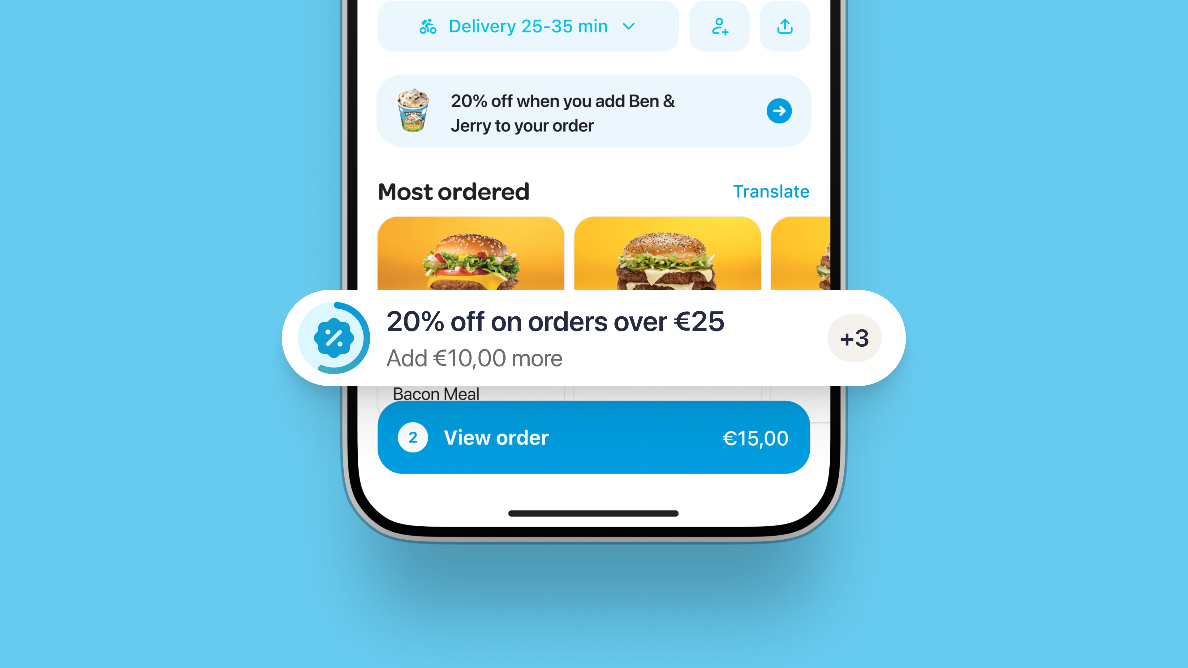 Offer Assistant closing visual on brand blue